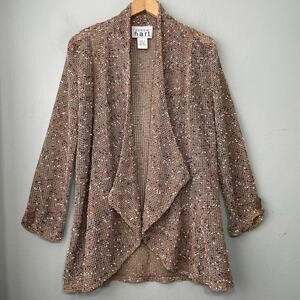 Keren Hart Kimono Size Small Brown Mesh Fishnet Lagenlook Sheer Drape Artsy